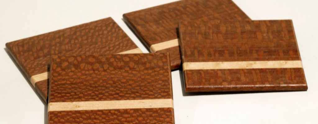 Leopardwood and Maple Coasters – Set of 4