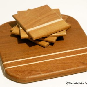 Pau Rosa and maple make these coasters and cutting boards a great balance of color and heft.